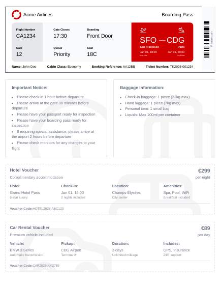 Ticket — first page preview
